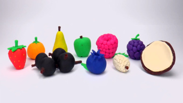 Colorful Playdough Fruits with Toys – Learn Colors!